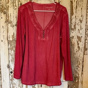 Soft Surroundings Deep Red Long Sleeve Top